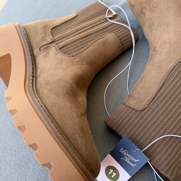 Women's Kyrie Chunky Heel Ankle Sock Boots Tan - Universal Thread Tan 7.5 - Picture 6 of 11